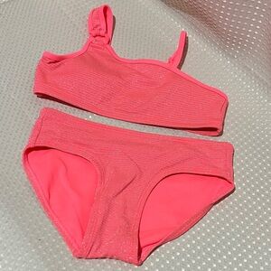 Justice Coral and Silver Bikini Set